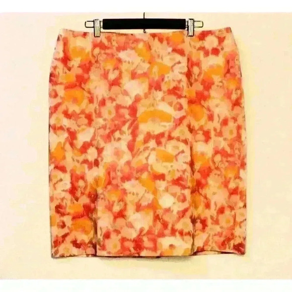 Talbots Pink Yellow A Line Canvas Midi Cotton Blend Lined Skirt Women's Size 16 - Picture 12 of 12